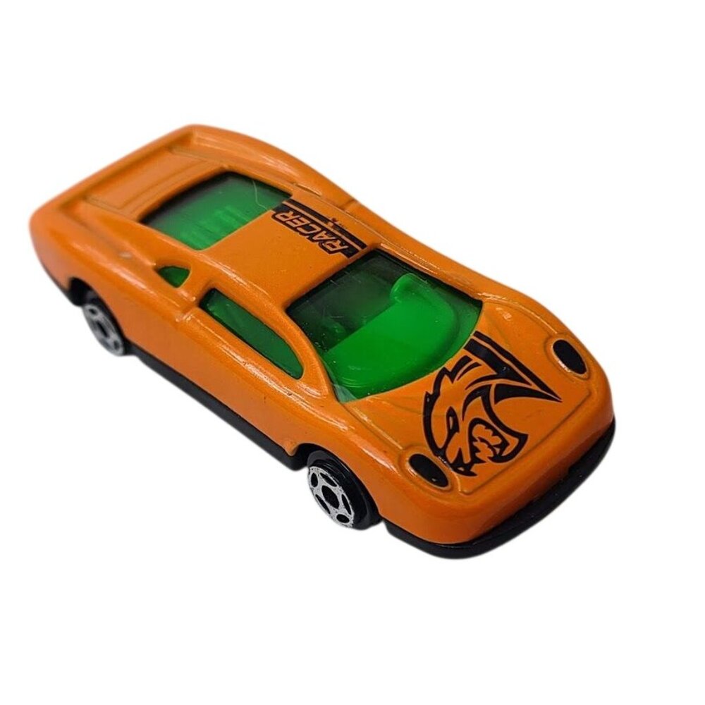 Greenbrier Int 9809 Sports Coupe Bright Orange Die Cast Toy Car Green Windows